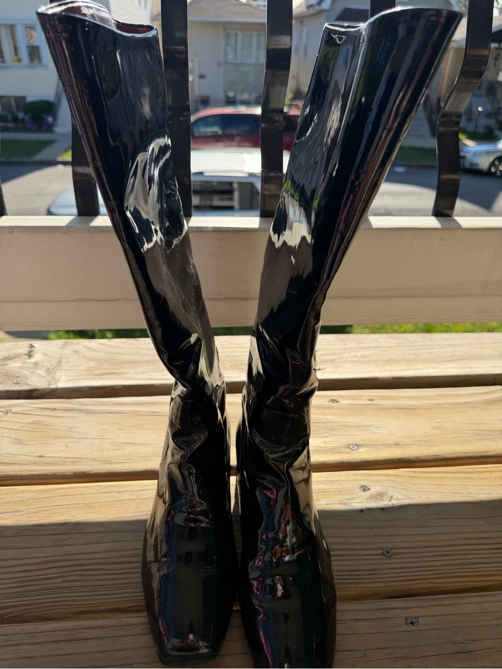 Bottega Veneta Black knee-high patent leather boots